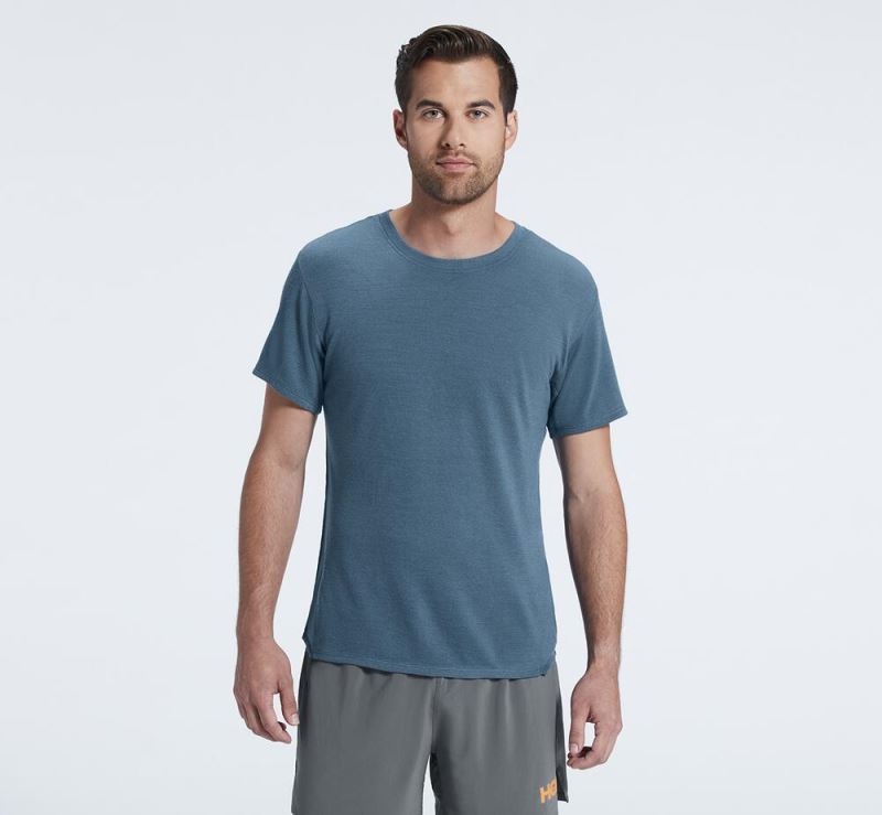 Hoka One One Merino Blend Short Sleeve Homem - Top Turquesa | PT-a9HXGYH